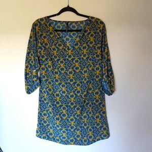 Peppermint USA Blue and Gold Minidress or Tunic Size XS
